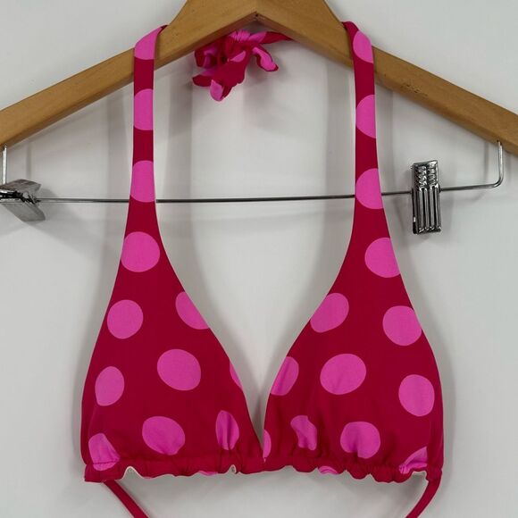 OndadeMar Pink Polka Dot Halter Bikini Top – Latin Fit, Size Medium - Picture 3 of 6